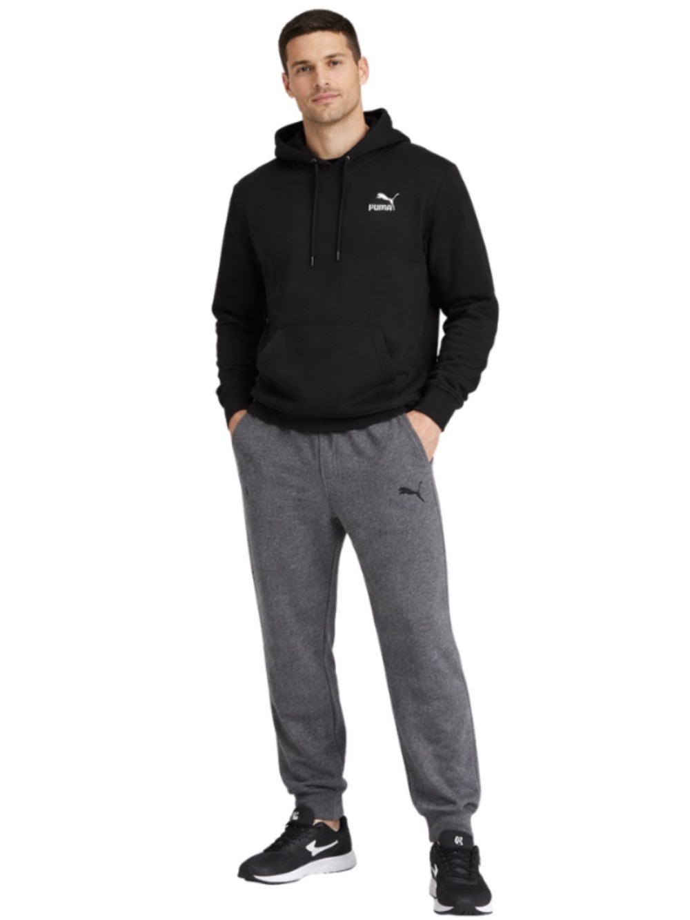 Puma Charcoal Grey Marled Thick Sweatpants Cuffed Ankles – Size Medium Like New